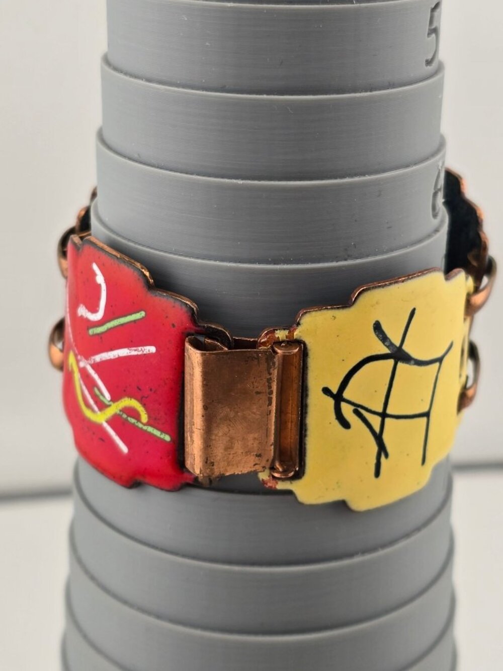 Vintage Enamel on Copper Bracelet Colorful 6.25" - Picture 12 of 12